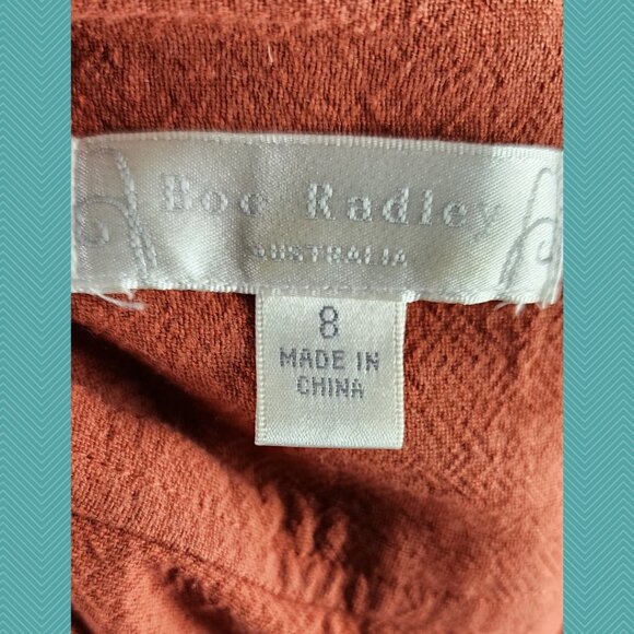 Boo Radley Burnt Orange Ruffle Fringe Midi Dress - Picture 4 of 4